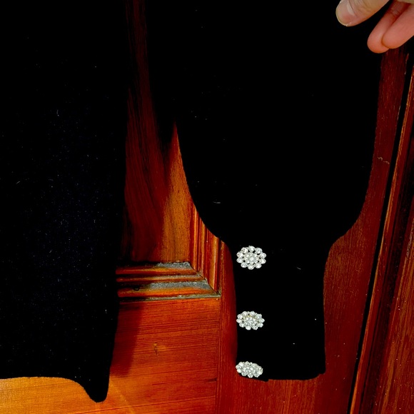 TAHARI Mock Neck Sweater with Jewel Button Sleeves - Picture 5 of 6